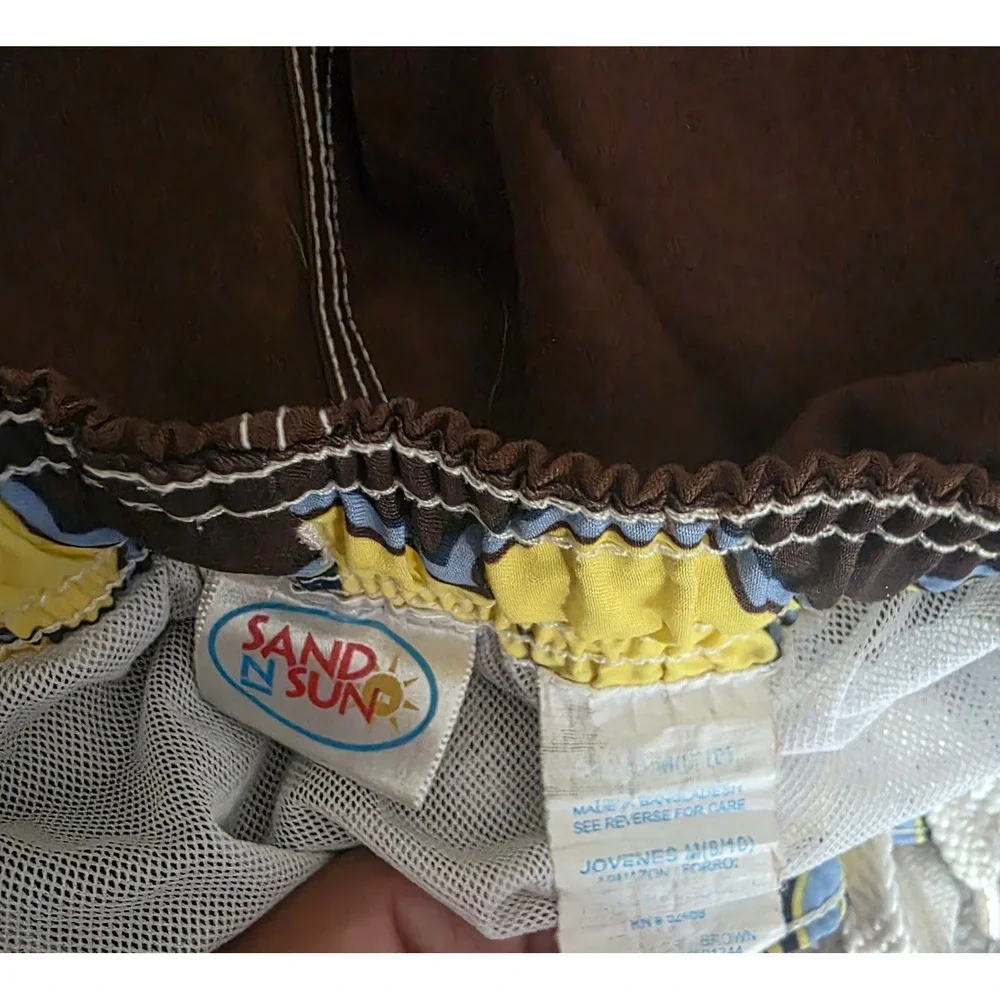 Sand N Sun Brown Boys Swim Trunks Size M 8/10